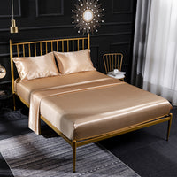 HKM-066259 Silk Satin Bed Sheet Set with Pillowcases - 4 Piece Bedding Collection in Multiple Sizes