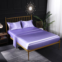 HKM-066259 Silk Satin Bed Sheet Set with Pillowcases - 4 Piece Bedding Collection in Multiple Sizes