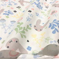 HKM-066323 Cotton Twill Cartoon Rabbit Fabric for Bedding, Clothing, Curtains, and More - 160cm Width, 100% Cotton