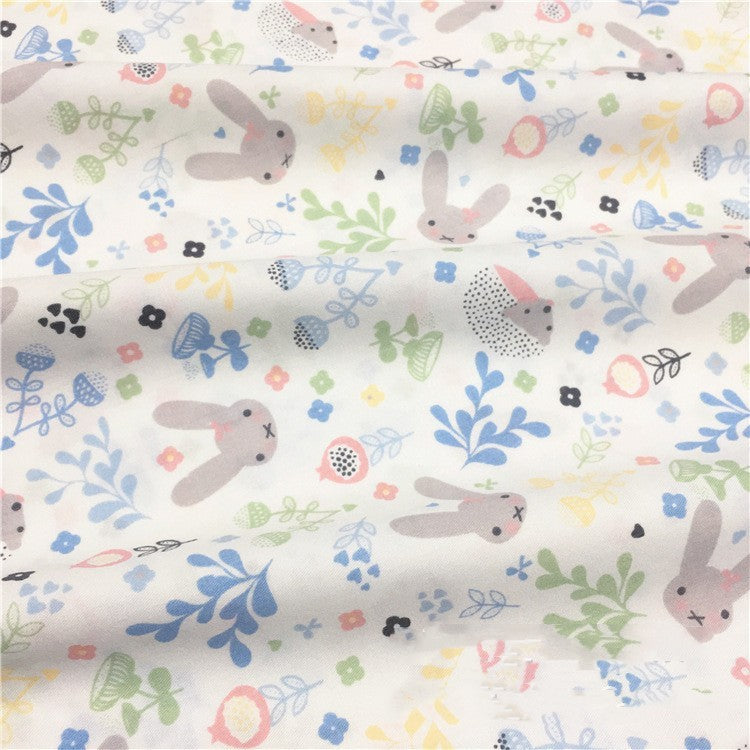 HKM-066323 Cotton Twill Cartoon Rabbit Fabric for Bedding, Clothing, Curtains, and More - 160cm Width, 100% Cotton