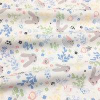HKM-066323 Cotton Twill Cartoon Rabbit Fabric for Bedding, Clothing, Curtains, and More - 160cm Width, 100% Cotton