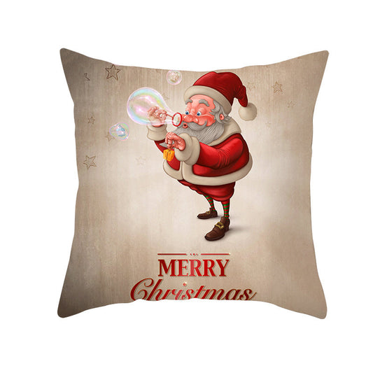 HKM-066323 Minimalist Christmas Printing Peach Skin Velvet Sofa Cushion Pillow Cover