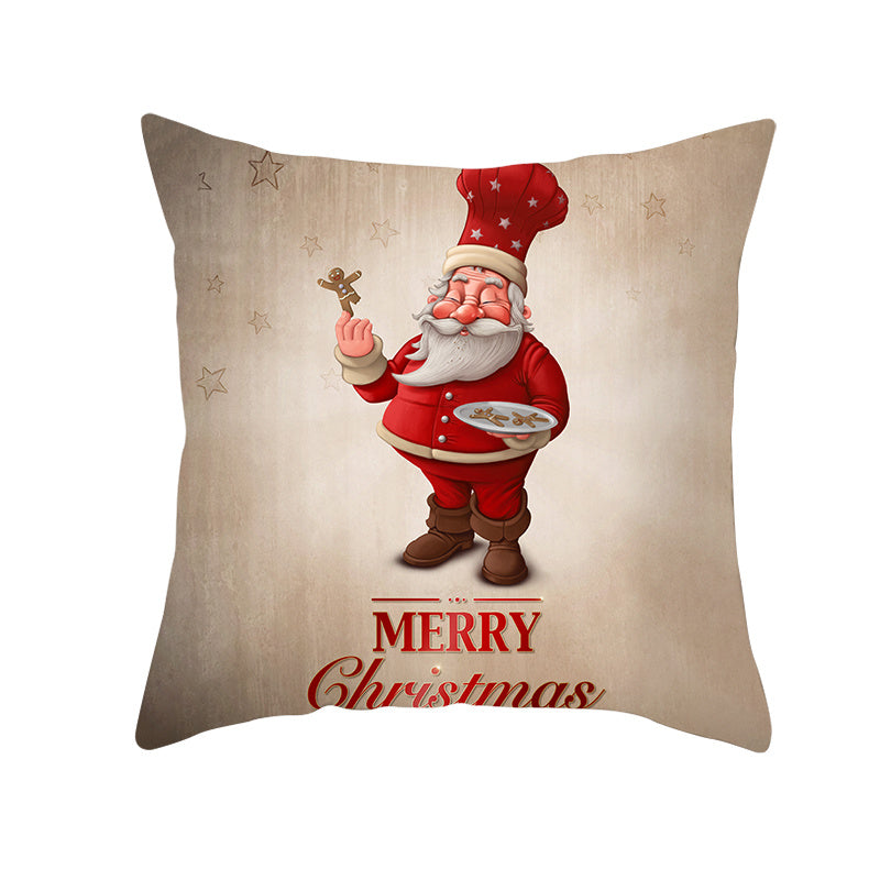 HKM-066323 Minimalist Christmas Printing Peach Skin Velvet Sofa Cushion Pillow Cover