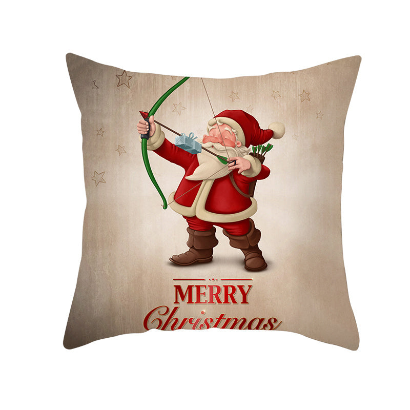 HKM-066323 Minimalist Christmas Printing Peach Skin Velvet Sofa Cushion Pillow Cover