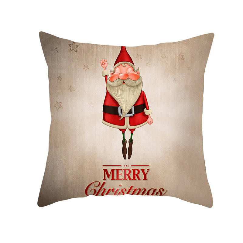 HKM-066323 Minimalist Christmas Printing Peach Skin Velvet Sofa Cushion Pillow Cover