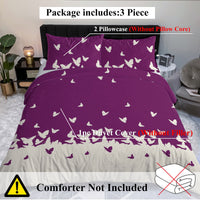 HKM-066323 Reversible Butterfly 3-Piece Comfort Bedding Set - Ultra Soft Microfiber, Lightweight, Machine Washable
