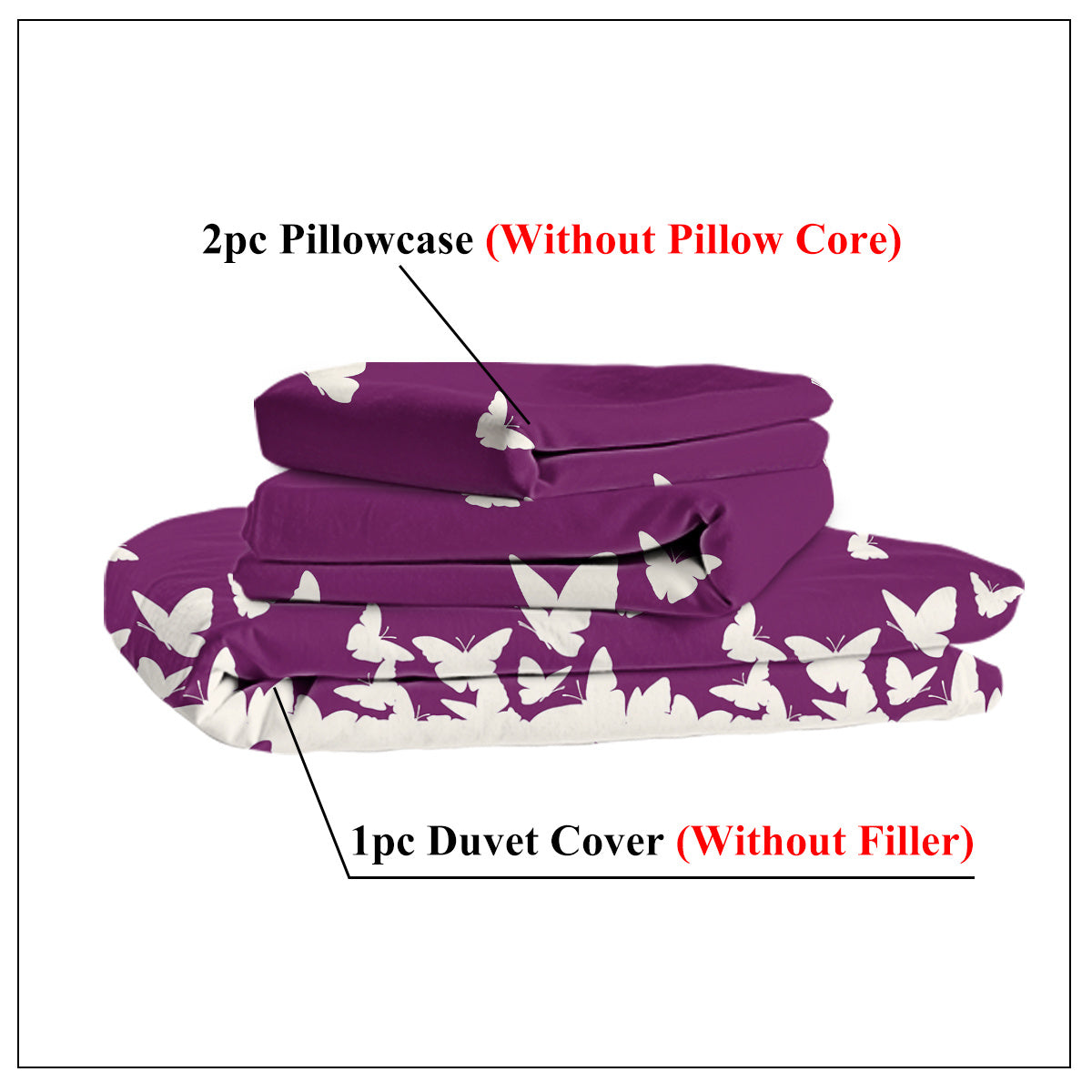 HKM-066323 Reversible Butterfly 3-Piece Comfort Bedding Set - Ultra Soft Microfiber, Lightweight, Machine Washable
