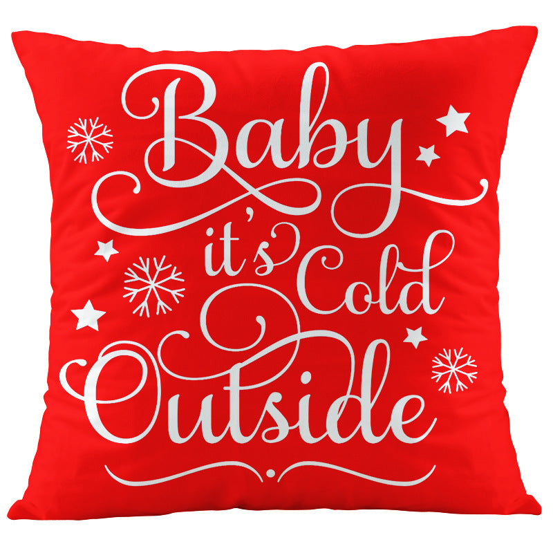 HKM-066387 Digital Printed Christmas Pillowcase - Super Soft Short Plush Cushion Cover, 45x45cm, PP Cotton Filling