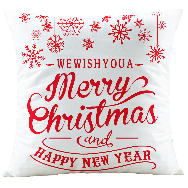 HKM-066387 Digital Printed Christmas Pillowcase - Super Soft Short Plush Cushion Cover, 45x45cm, PP Cotton Filling