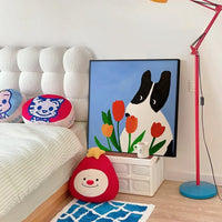 HKM-066579 Cartoon Dog Red Square Mural Art on Canvas - Modern Decorative Painting (Various Sizes Available)