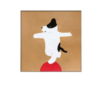 HKM-066579 Cartoon Dog Red Square Mural Art on Canvas - Modern Decorative Painting (Various Sizes Available)