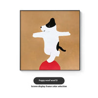 HKM-066579 Cartoon Dog Red Square Mural Art on Canvas - Modern Decorative Painting (Various Sizes Available)