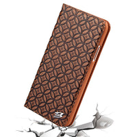 HKM-066579 Ultra-Thin Leather Card Holder Wallet for Apple Mobile Phones - Copper Coin Pattern