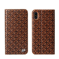 HKM-066579 Ultra-Thin Leather Card Holder Wallet for Apple Mobile Phones - Copper Coin Pattern