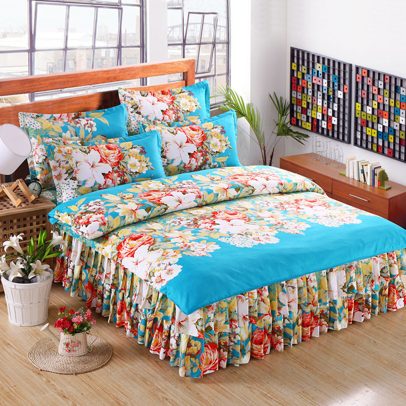 HKM-066643 Four Piece Personalized Fashion Cotton Bedding Set - 100% Pure Cotton with Twill Weave and Reactive Printing