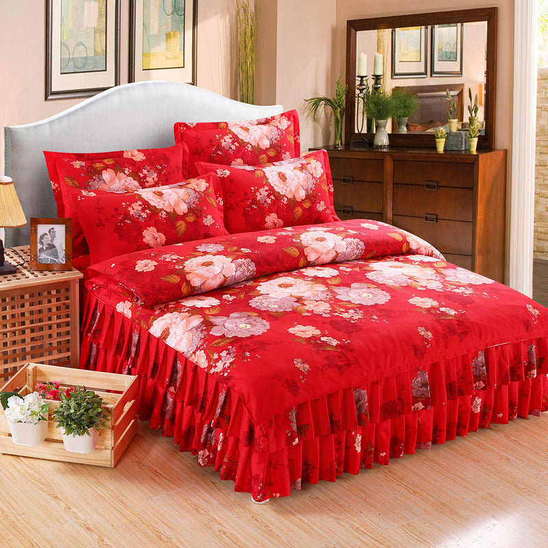 HKM-066643 Four Piece Personalized Fashion Cotton Bedding Set - 100% Pure Cotton with Twill Weave and Reactive Printing