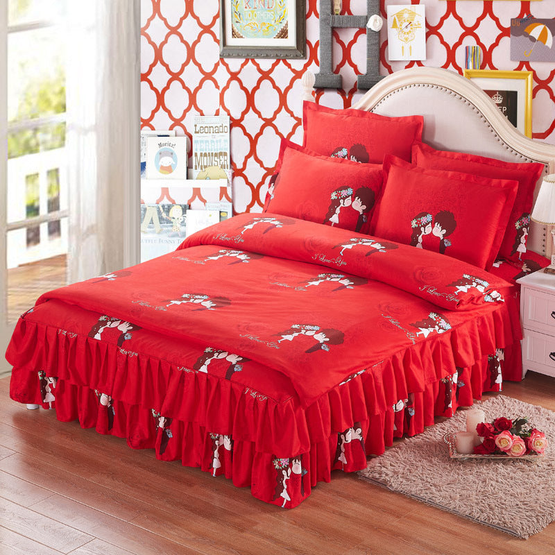 HKM-066643 Four Piece Personalized Fashion Cotton Bedding Set - 100% Pure Cotton with Twill Weave and Reactive Printing