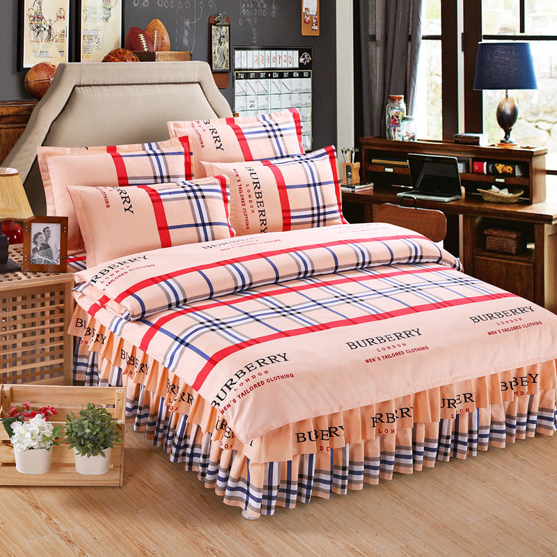 HKM-066643 Four Piece Personalized Fashion Cotton Bedding Set - 100% Pure Cotton with Twill Weave and Reactive Printing