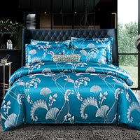 HKM-066643 Silk Jacquard Four-Piece Bedding Set with Bed Sheet, Duvet Cover, and Pillowcases