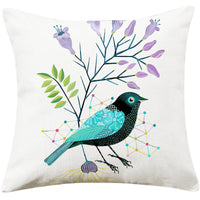 HKM-066707 Country Pastoral Floral and Bird Cushion Cover, Cotton and Linen Pillowcase 45x45cm and 30x50cm Sizes