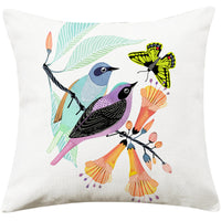HKM-066707 Country Pastoral Floral and Bird Cushion Cover, Cotton and Linen Pillowcase 45x45cm and 30x50cm Sizes