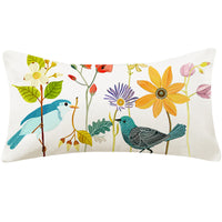 HKM-066707 Country Pastoral Floral and Bird Cushion Cover, Cotton and Linen Pillowcase 45x45cm and 30x50cm Sizes
