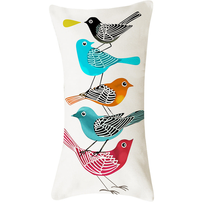 HKM-066707 Country Pastoral Floral and Bird Cushion Cover, Cotton and Linen Pillowcase 45x45cm and 30x50cm Sizes