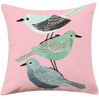 HKM-066707 Country Pastoral Floral and Bird Cushion Cover, Cotton and Linen Pillowcase 45x45cm and 30x50cm Sizes