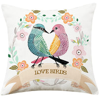 HKM-066707 Country Pastoral Floral and Bird Cushion Cover, Cotton and Linen Pillowcase 45x45cm and 30x50cm Sizes