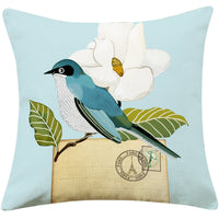 HKM-066707 Country Pastoral Floral and Bird Cushion Cover, Cotton and Linen Pillowcase 45x45cm and 30x50cm Sizes