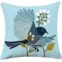 HKM-066707 Country Pastoral Floral and Bird Cushion Cover, Cotton and Linen Pillowcase 45x45cm and 30x50cm Sizes