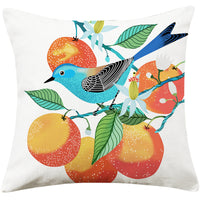 HKM-066707 Country Pastoral Floral and Bird Cushion Cover, Cotton and Linen Pillowcase 45x45cm and 30x50cm Sizes