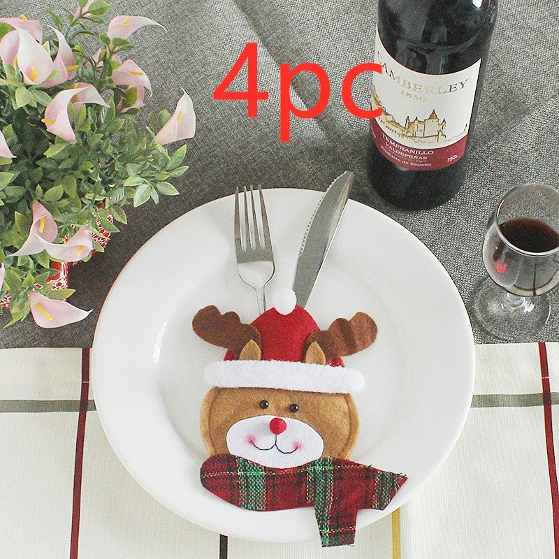 HKM-066771 Festive Christmas Knife and Fork Set - Fabric, Multiple Sizes Available, 1 to 6 Pieces