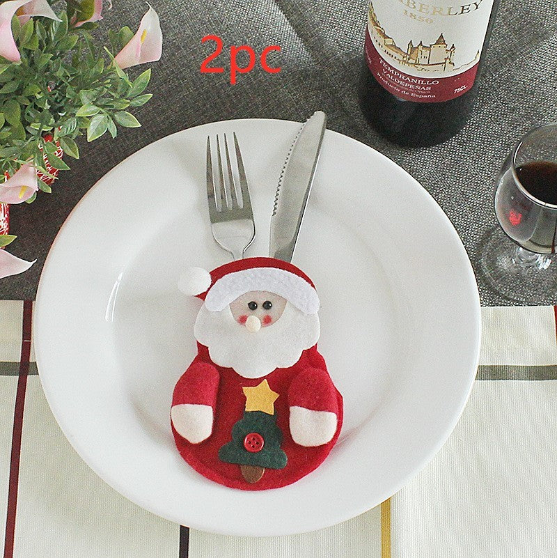 HKM-066771 Festive Christmas Knife and Fork Set - Fabric, Multiple Sizes Available, 1 to 6 Pieces