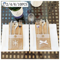 HKM-066771 Festive Christmas Knife and Fork Set - Fabric, Multiple Sizes Available, 1 to 6 Pieces
