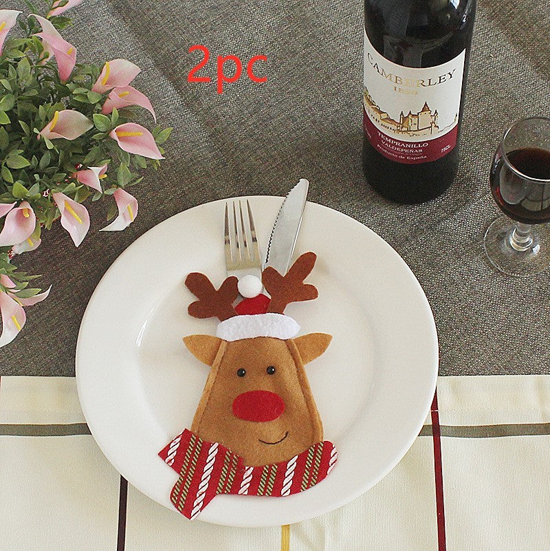 HKM-066771 Festive Christmas Knife and Fork Set - Fabric, Multiple Sizes Available, 1 to 6 Pieces