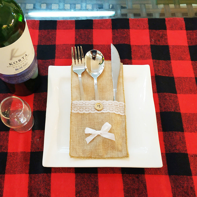 HKM-066771 Festive Christmas Knife and Fork Set - Fabric, Multiple Sizes Available, 1 to 6 Pieces