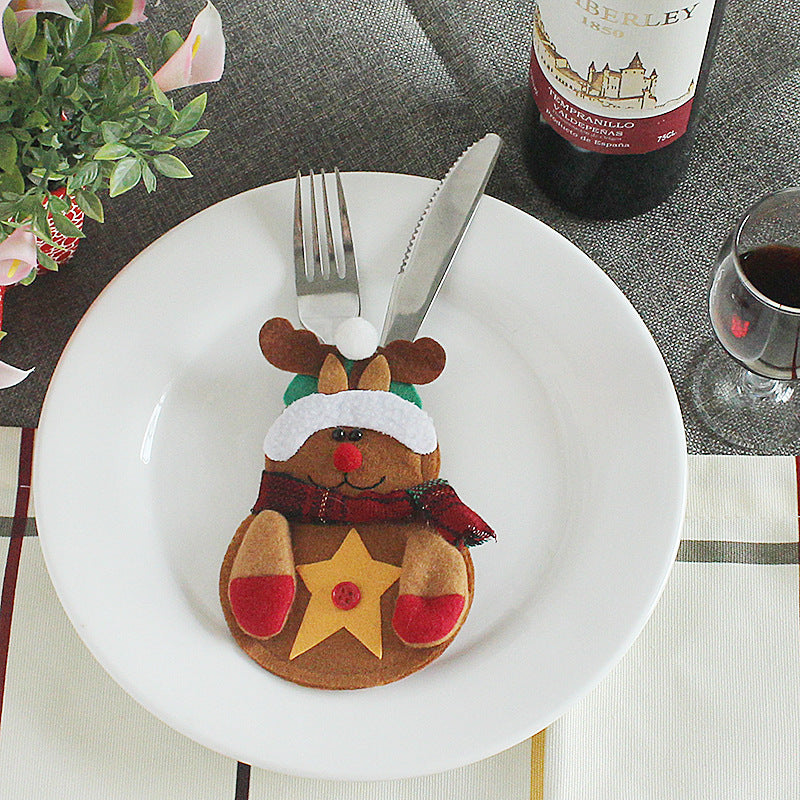 HKM-066771 Festive Christmas Knife and Fork Set - Fabric, Multiple Sizes Available, 1 to 6 Pieces