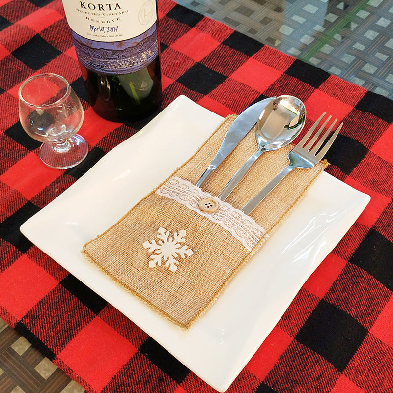 HKM-066771 Festive Christmas Knife and Fork Set - Fabric, Multiple Sizes Available, 1 to 6 Pieces