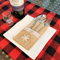 HKM-066771 Festive Christmas Knife and Fork Set - Fabric, Multiple Sizes Available, 1 to 6 Pieces
