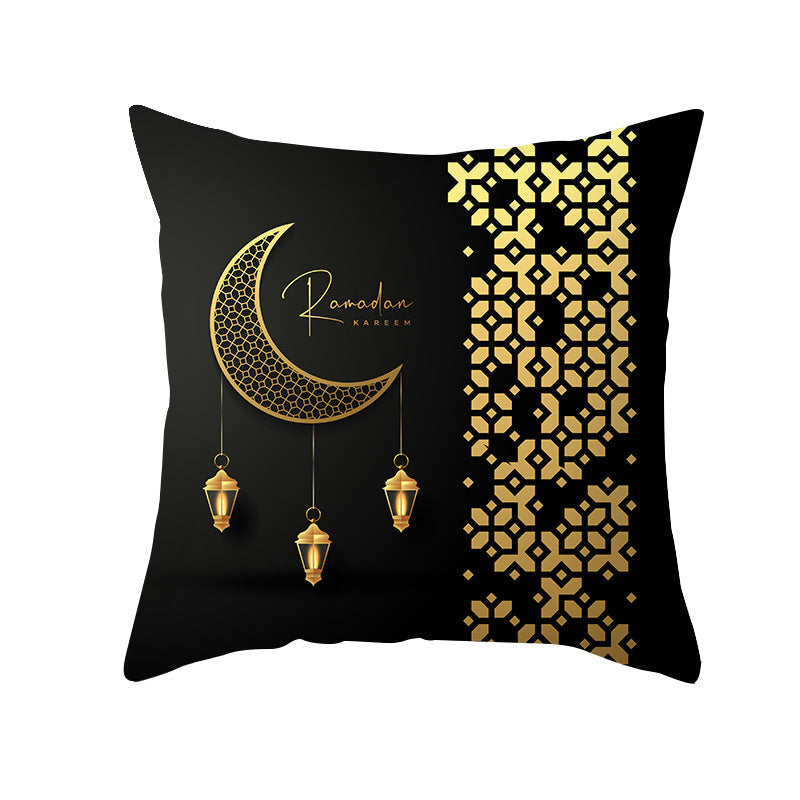 HKM-067027 Golden Moon Ethnic Print Peach Skin Pillowcase - 45x45cm, Multiple Color Options