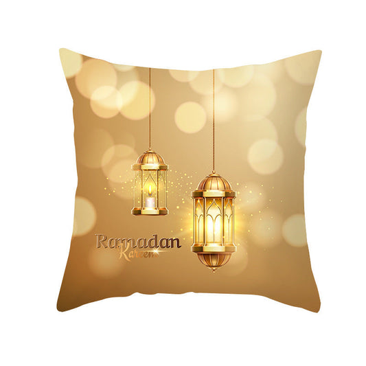 HKM-067027 Golden Moon Ethnic Print Peach Skin Pillowcase - 45x45cm, Multiple Color Options