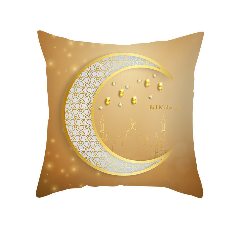 HKM-067027 Golden Moon Ethnic Print Peach Skin Pillowcase - 45x45cm, Multiple Color Options
