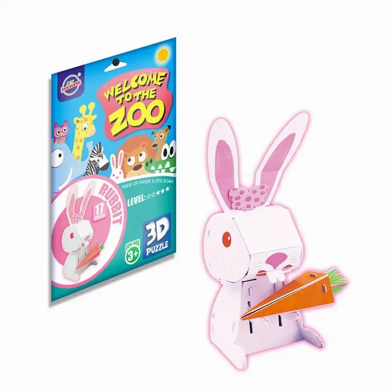 KTX-067219 3D DIY Cartoon Animal Paper Puzzle Educational Building Blocks for Children