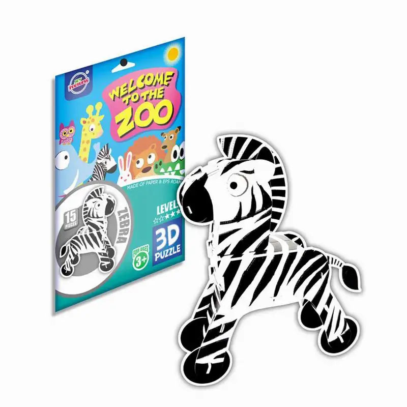 KTX-067219 3D DIY Cartoon Animal Paper Puzzle Educational Building Blocks for Children