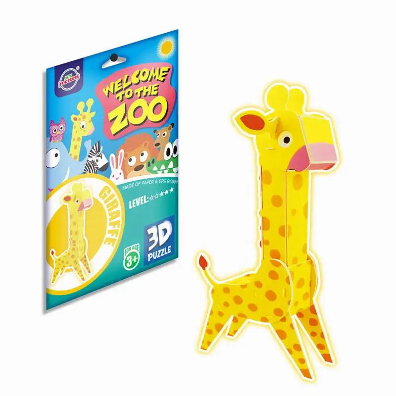 KTX-067219 3D DIY Cartoon Animal Paper Puzzle Educational Building Blocks for Children