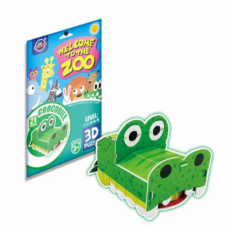 KTX-067219 3D DIY Cartoon Animal Paper Puzzle Educational Building Blocks for Children