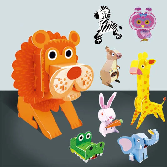 KTX-067219 3D DIY Cartoon Animal Paper Puzzle Educational Building Blocks for Children