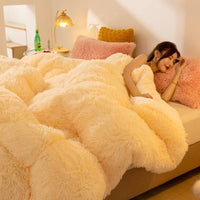 HKM-067411 Double-Sided Velvet Winter Quilt - Soft Fleece Mink & Crystal Velvet, Thickened Warm Blanket for Cozy Comfort