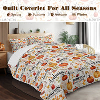 HKM-067475 Autumn Leaves Quilt Set for All Seasons - Includes Quilt and Pillow Shams, Multiple Sizes Available